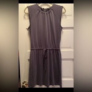 Ann Taylor Loft Petites Gray Sleeveless Dress 👗 with Drawstring Waist Size SP